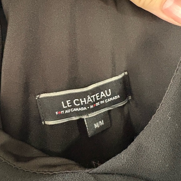 Le Chateau, size M, Elegant Black Jumpsuit, wide leg, zippers, halter top - Picture 9 of 9